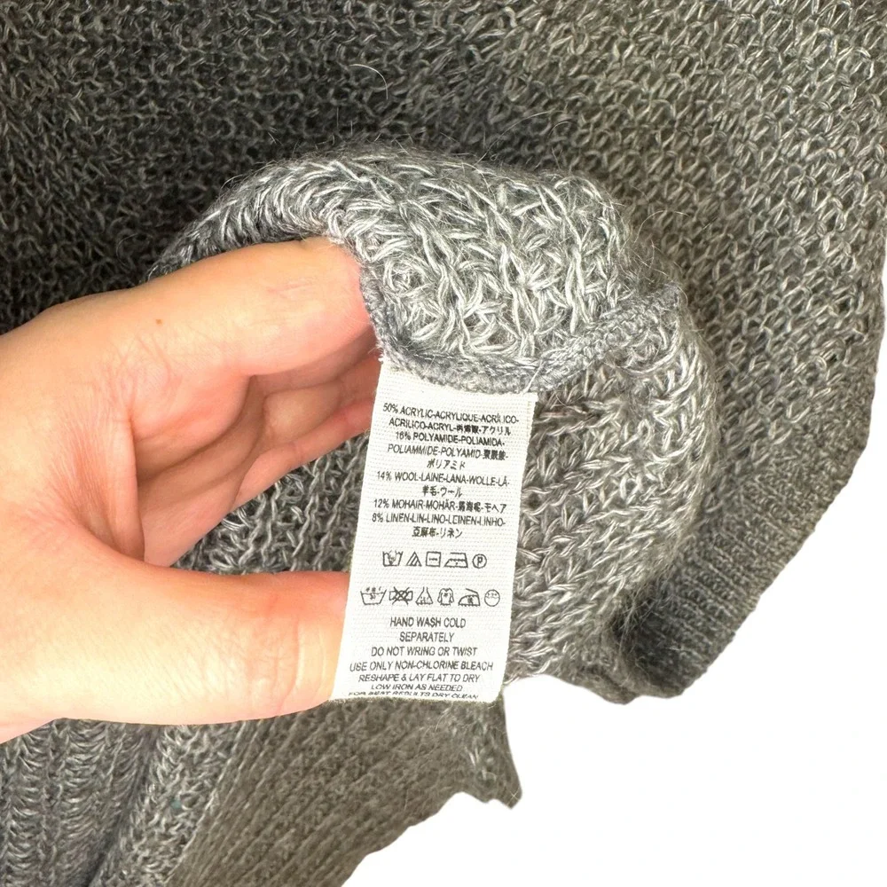 Free People Sweater Vest M Gray Open Knit High Low Boho Gorpcore Chic